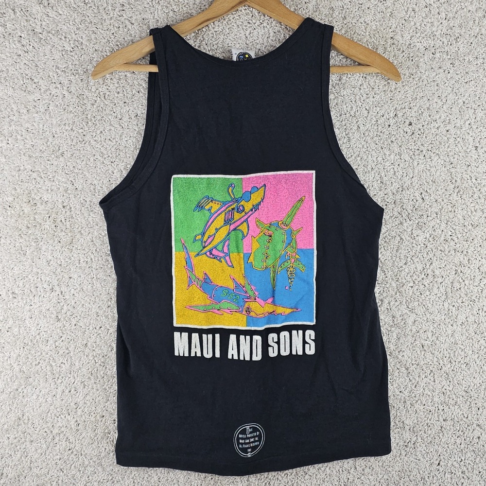 Vintage 80 Maui And Sons Surfer Tank Top B-52 Sub Shark Retro Sz Large (Medium)